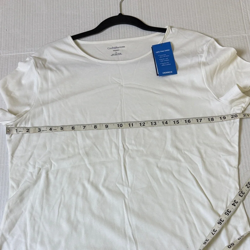 NWT Croft & Barrow White Pima Cotton Tee Sz L Classic Minimalist Wardrobe Basic - Picture 8 of 10